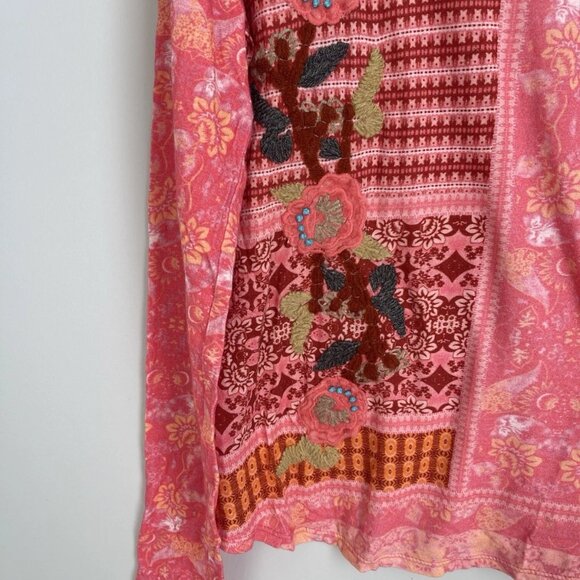 Sundance Pink Morning Glow Embroidered Beaded Sequin Long Sleeve Top - Picture 6 of 8